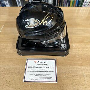 Trevor Zegras Anaheim Ducks Signed Black Mini Helmet